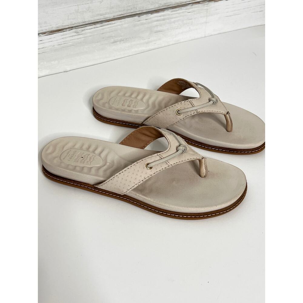 Sperry Plushwave Ivory Flip Flop Sandals Shoe Size 8 Thong Comfort Slides - Picture 3 of 9